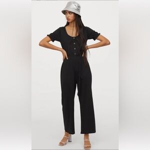 Gap Jumpsuit black button front jersey material stretchy
